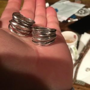 Israel stamped silver lot of two designer thick silver stamped rings
